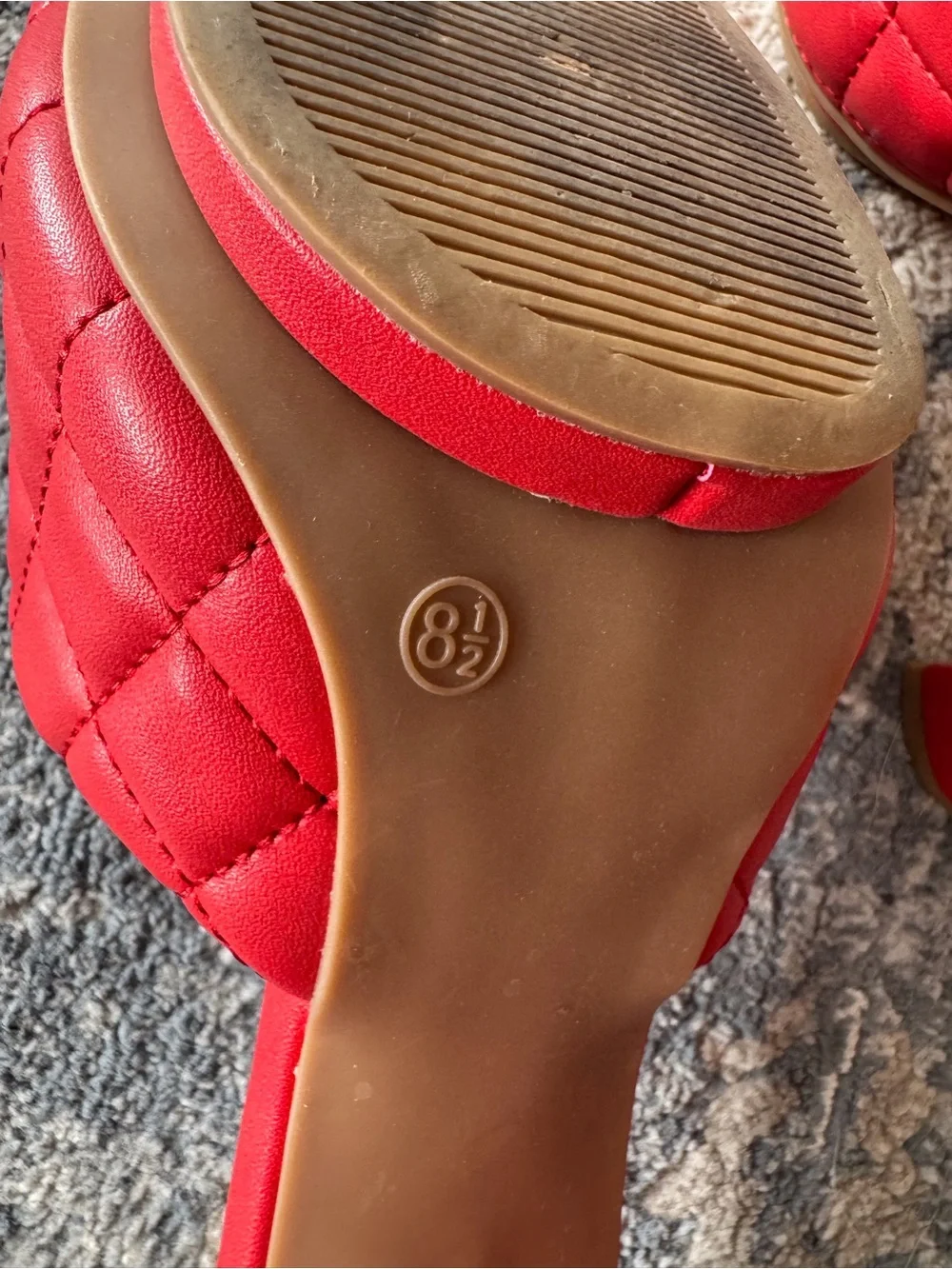 Wild DIVA Lounge Quilted Red Block Heel Mules Slide Sandals